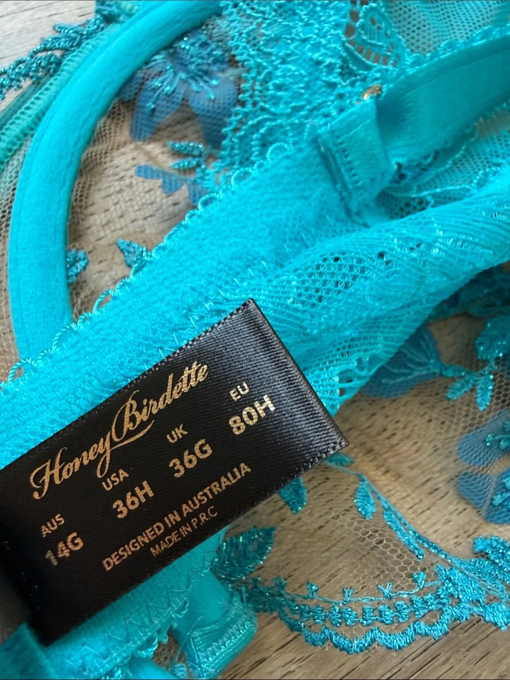 Honey Birdette Floral Sheer Whitney Ocean Bra - Picture 6 of 6